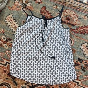 Ann Taylor Navy and White Paisley Blouse